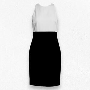 90s Vintage Ivory Black Colorblock Jones New York Sheath Dress Size 10 NWT
